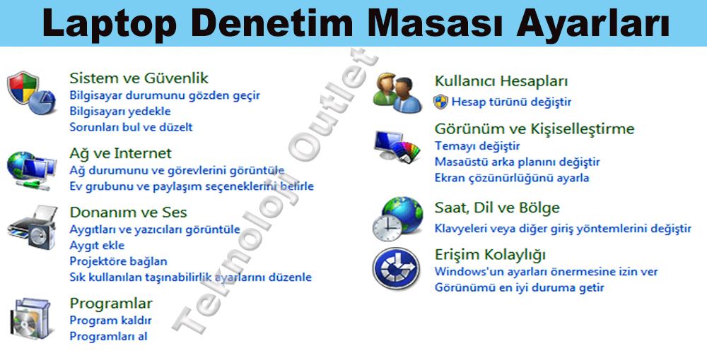 laptop Denetim Masası Ayarları